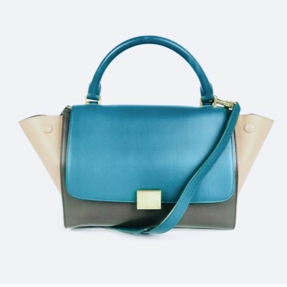 Celine Style Tri Colour Trapeze Handbag Clutch